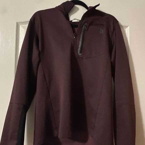 The North Face Men's Large 1/4 Zip Performance Fleece Lined Pullover Burgundy - Picture 1 of 3